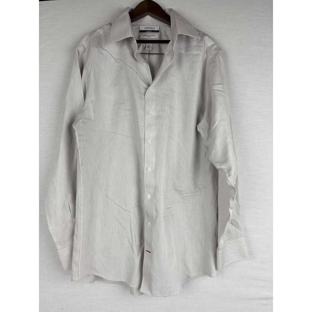 Cremieux Slim Fit Dress‎ Shirt Mens 16.5 35 Gray 100% Pima Cotton Non-Iron L/S - Picture 3 of 14